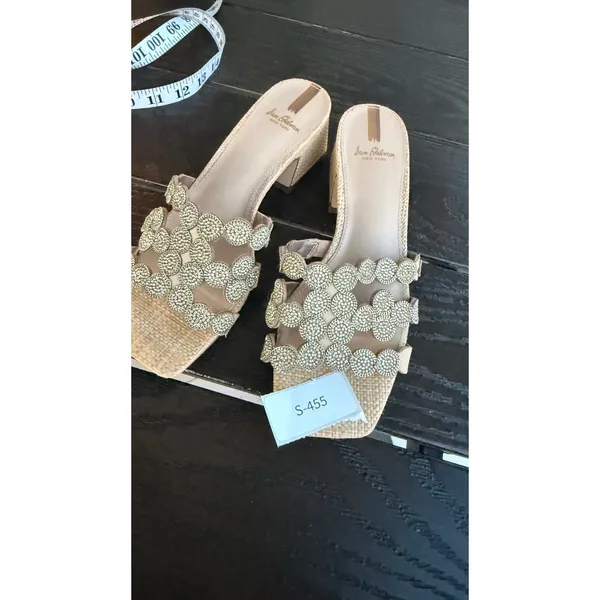 Sam Edelman Womens Crystal Embellished Raffia Block Heel Slide Sandals Beige 7 - Image 10