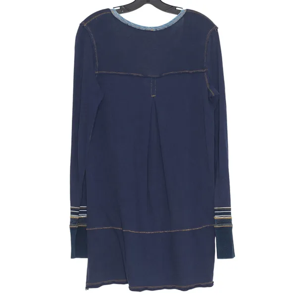 We The Free People Tunic Top Dallas Henley Boho Nautical Preppy Blue Size Medium - Image 2