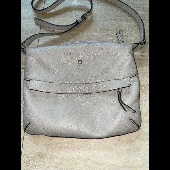KATE SPADE Pebble‎ Leather Purse Crossbody Shoulder HandBag Beige Tan Ivory - Image 2