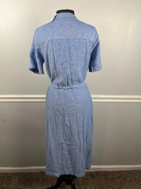 Banana Republic Factory Utility Striped Linen Blend Midi Dress Antique Blue S - Image 5