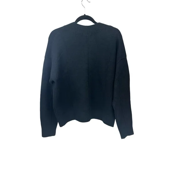 NWT Madewell Calina Deep V-Neck Sweater Black Size Large Merino Wool Long Sleeve - Image 2