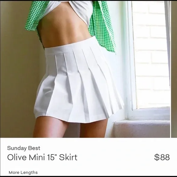 Aritzia Sunday Best Olive Mini Skirt - White - 0 - Image 3