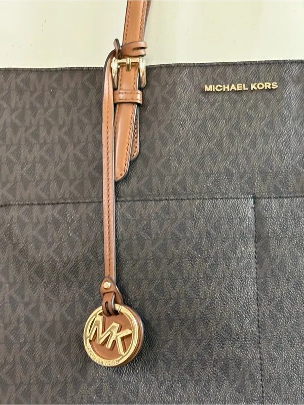 Michael Kors Brown Signature Tote with Tan Leather Straps - Image 5