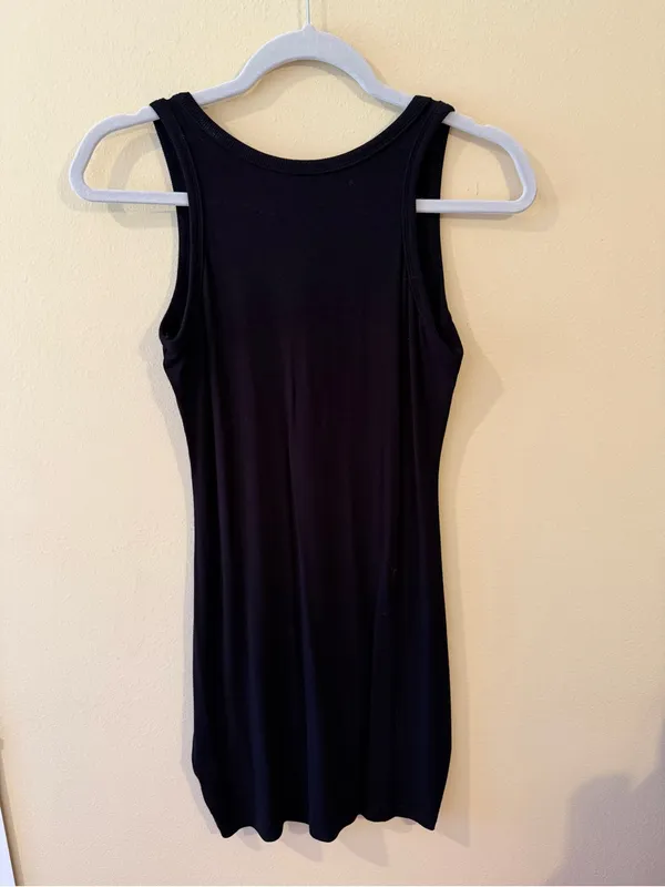 Classic Black Ribbed Tank Dress - Women's Casual Dress - Image 3