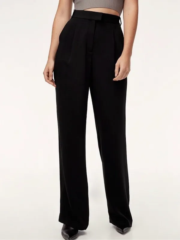 Aritzia Babaton Sadiki Pant Black Size 4 High Rise Wide Leg Pleated Trousers - Image 3