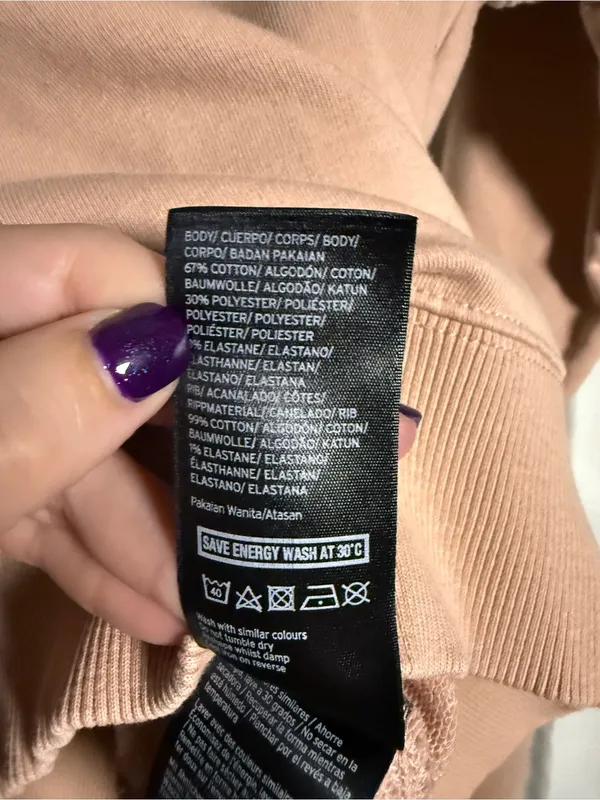 Ivy Park Blush Pink Raised Black Graphic Pullover Crewneck Sweater Size Medium - Image 7