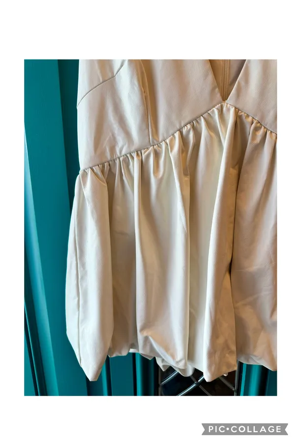 TCEC White Faux Leather Peplum Tank Small - Image 3