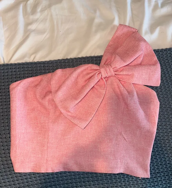 The Pants Store One Shoulder Pink Bow Top - Image 2