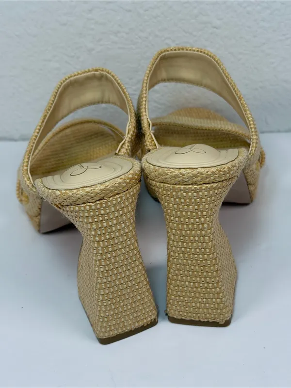 Jessica Simpson JS-Diza Raffia Block Heel Mule Sandals Women Size 8M Beige Woven - Image 6