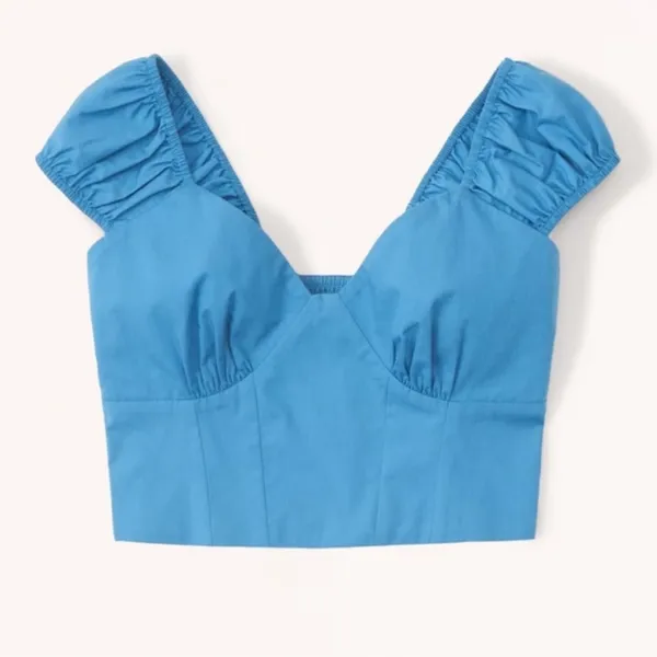 Abercrombie Cap Sleeve Poplin Top in Blue Size Small - Image 6