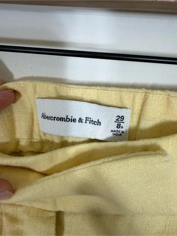 Abercrombie Buttercream Yellow Linen Blend Wide Leg Trouser Pants Size 8/29 - Image 4