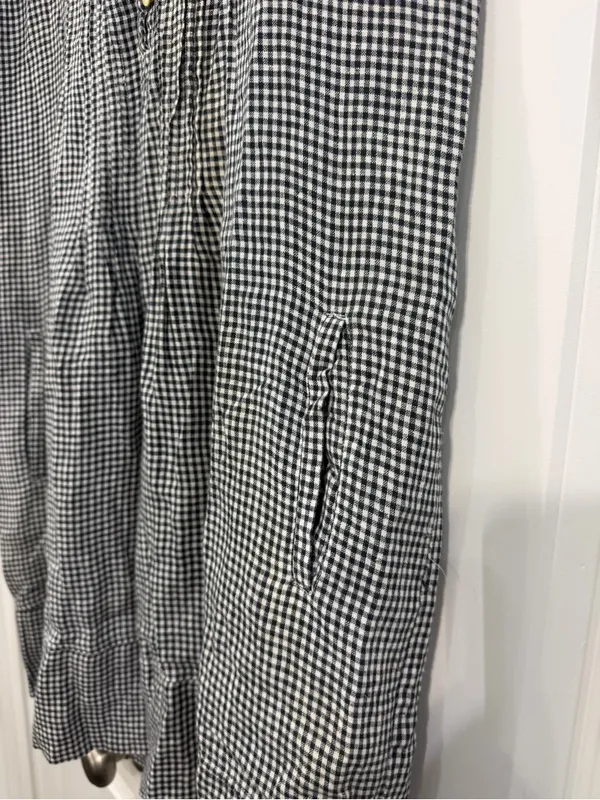 100% European Linen Sleeveless Mini Gingham Shift Swing Dress - Image 4