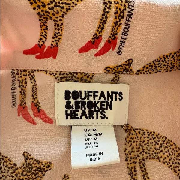 BOUFFANTS & BROKEN HEARTS High Heel Leopard Pajama Short Set Size M - Image 3