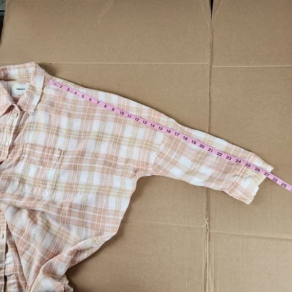 American Eagle Linen Blend Oversized Plaid Shirt - Image 5