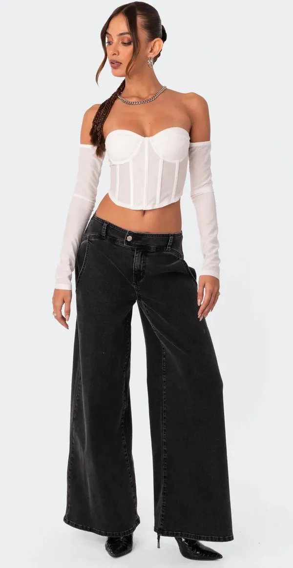 Edikted Cells Long Sleeve Mesh corset - Image 2