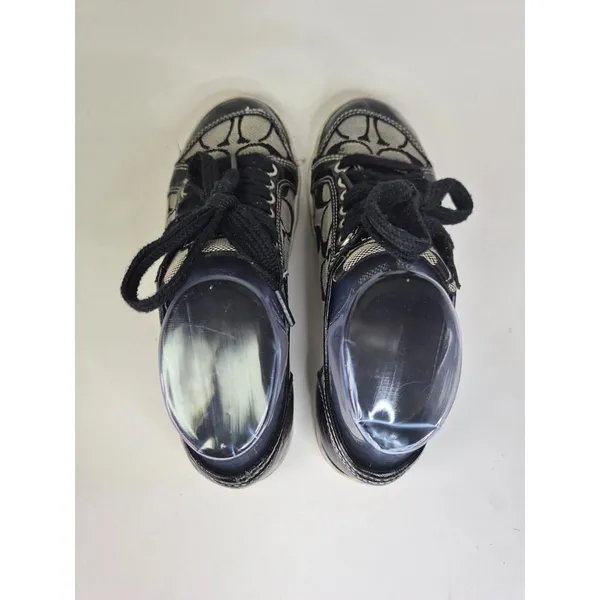 COACH Signature Francesca Sneakers Lace Up Black Grey Women’s Size 5 1/2 B Logo - Image 6