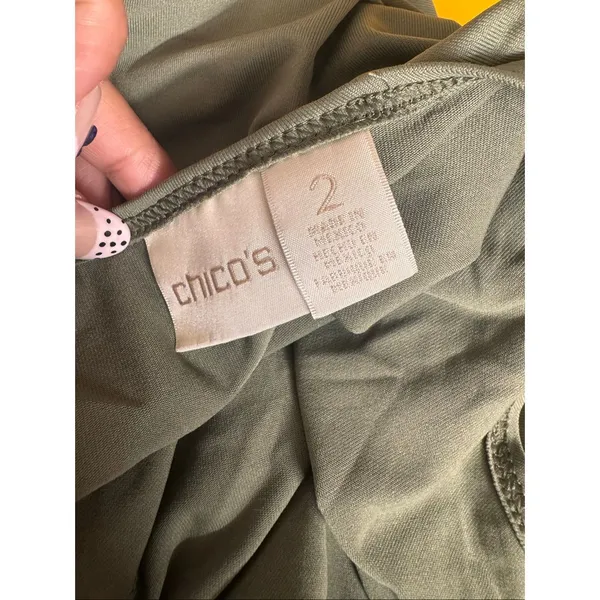 Chico's Olive Green Tank Top Womens Size 2 L Large Stretch Athletic Layering Cam - Image 5