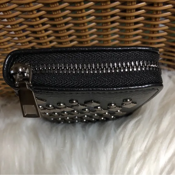 NEW Black Studded Zip Around Wallet - Image 5