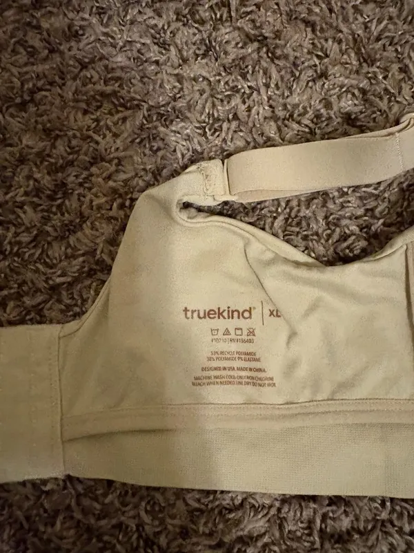 Truekind Wireless Bra XL Xtra Large Hook and Eye Closure Nude Tan Beige Neutral - Image 3