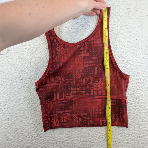 Lululemon Power Pivot Tank Top Ribbed‎ Wordmark Red Reversible Sports Bra Tank S - Image 4
