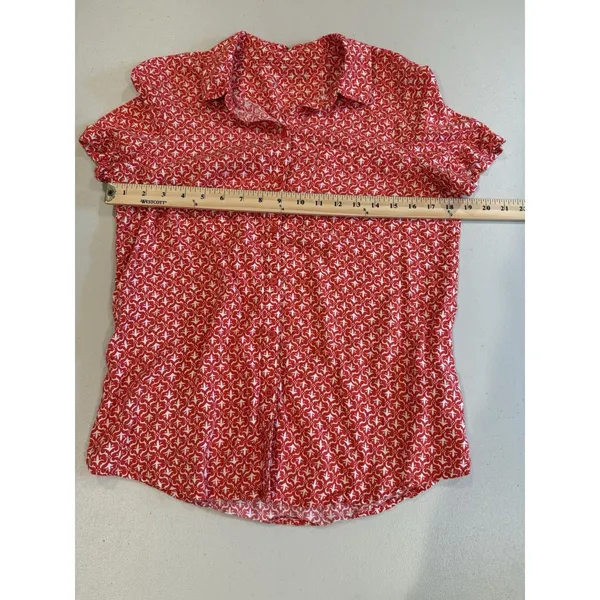 Collared Button Up Top Women Small Red Lightweight Travel Pocket Vacation Work - Image 5
