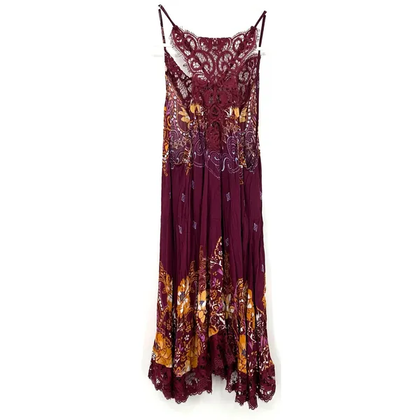 Intimately Free People Size XS Sleeveless Slip Dress Purple‎ Lace Floral Print - Image 2