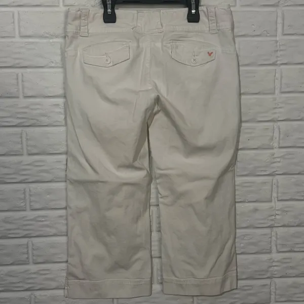 American Eagle Capri Pants Women's 10 White Cropped Nautical Beach - Image 2