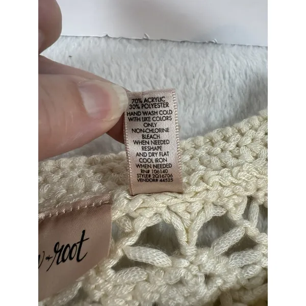 Willow & Root Diamond Pointelle Cardigan Sweater Cream Sz M Cottagecore Boho Top - Image 9