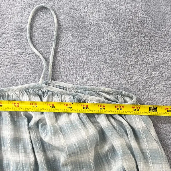 Storia Boho Cottagecore Plaid Ruffle Hem Sundress‎ Women Large Light Blue Cotton - Image 10