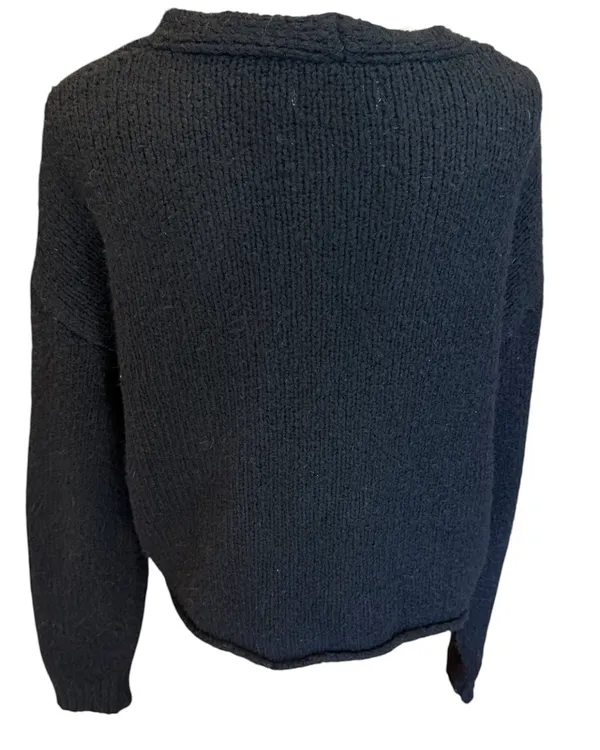 Urban Outfitters Black Furry Cardigan Vneck Sweater S Oversized - Image 3