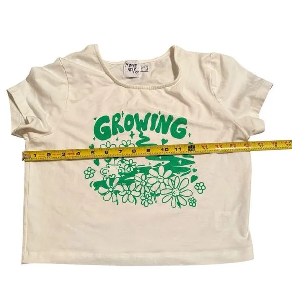 Princess Polly Size 8 Baby Tee Shirt Growing Plants‎ Graphic Kelly Green Herb - Image 6