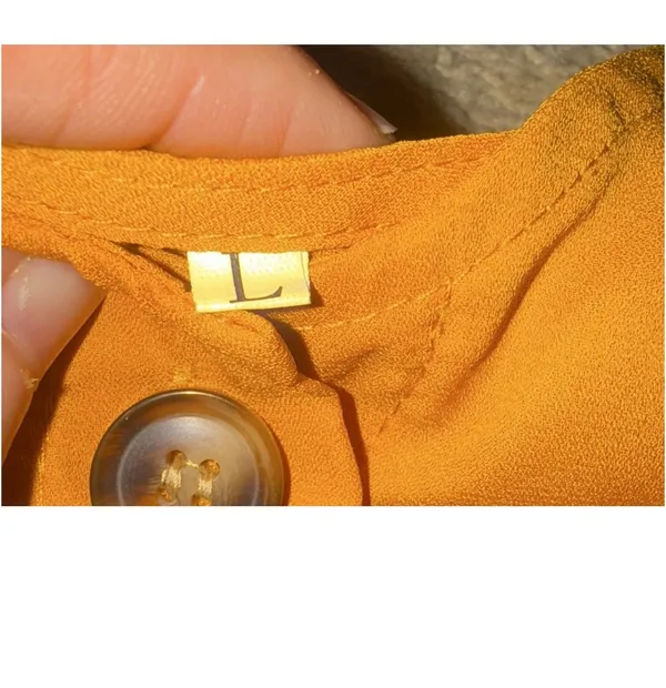 Unbranded Orange Button Tank Top Blouse Yellow Size L - Image 3