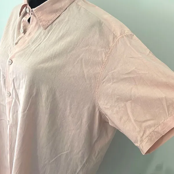 Le Ble en Herbe Pink Short Sleeve Button Up Shirt Top Blouse XL‎ 100% Cotton - Image 4