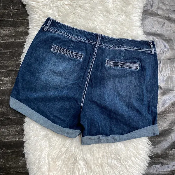 Maurices Blue Denim White Stitching Cuffed Shorts Y2k Summer Spring Grunge Alt - Image 6