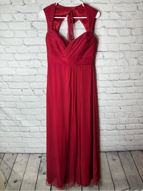 Amsale Elegant Red Halter Maxi Dress - Classic Evening Style size 10 - Image 3