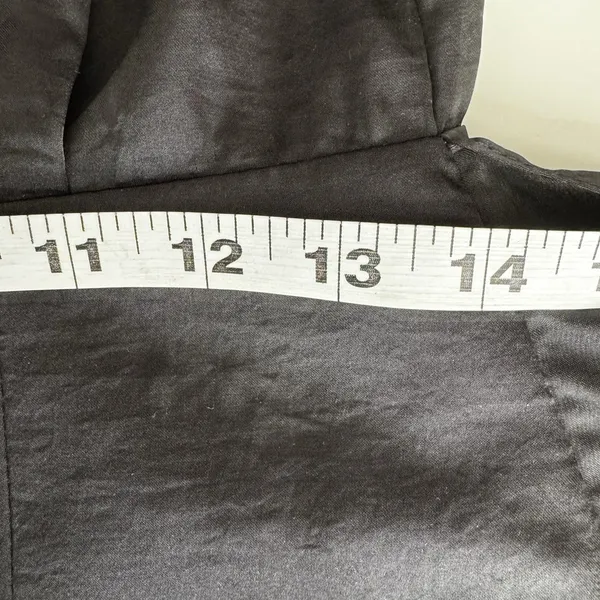 Four National Black Satin Asymmetrical Midi Dress Tie Waist Romantic Goth Size 4 - Image 11