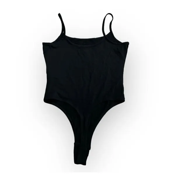 Madewell Cami Thong Tank Bodysuit Women's Medium Black Sleeveless Strappy NWT - Image 4