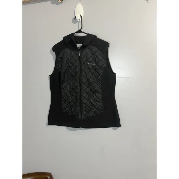 Women's Columbia Warmer Days Fleece‎ Hooded Vest Size XL Black Quilted - Image 2