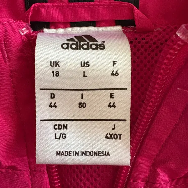 Adidas Women's Full Zip Windbreaker Jacket Pink 3 Stripe Lightweight‎ Size Large - Image 5