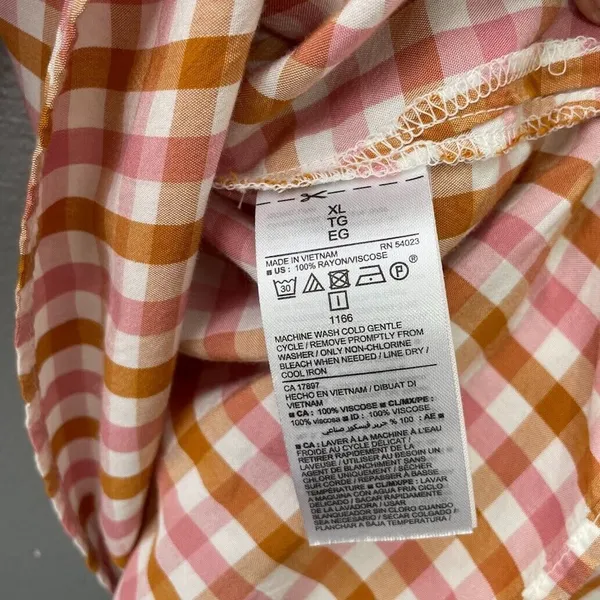 Old Navy Peasant Top Size XL Gingham Mandarin Popover Boho Cottagecore Prairie - Image 7