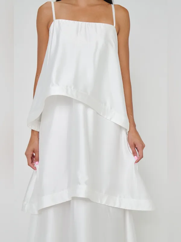 NWOT Show Me Your Mumu Ella Tiered Maxi Dress size Small S white ivory satin - Image 4