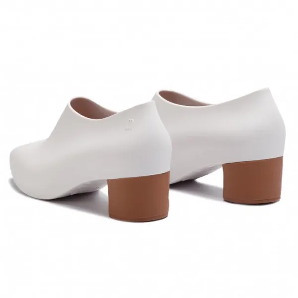 Melissa Womens 6 White Brown Mid Pump Shoes - Image 3