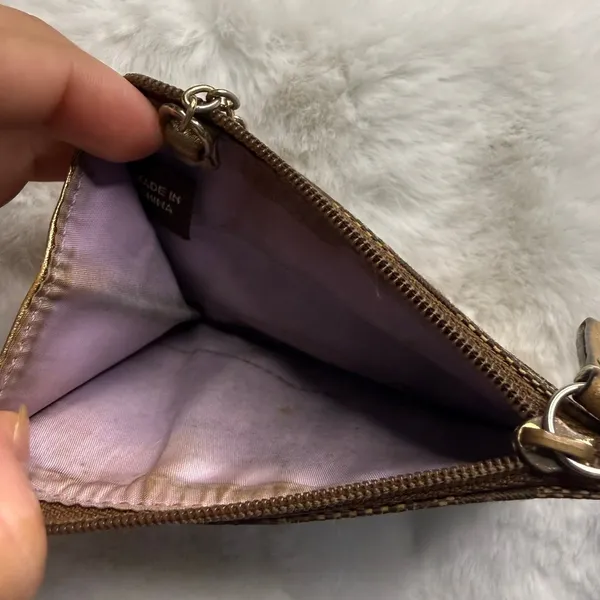 COACH Brown Signature Canvas Coin purse with Keychain - Image 5
