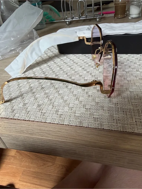 WOWSUN Oversized Geometric Pink Lens Sunglasses Gold Metal Frame - Image 4