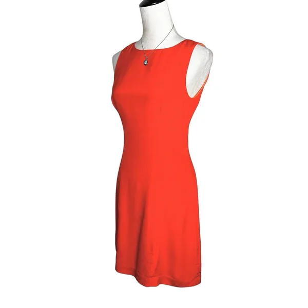 Hugo Buscati Silk Sheath Dress Orange Sleeveless Cocktail Wedding Guest Size‎ 4 - Image 4