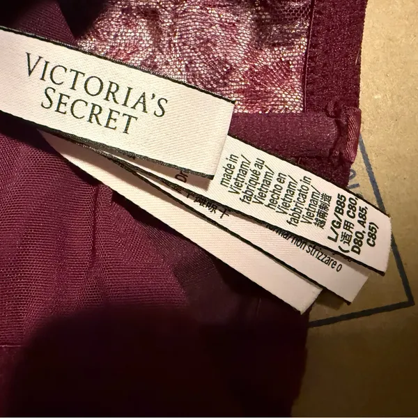 Victoria's Secret dream angels Burgundy floral embroidery corset bra lingerie - Image 8