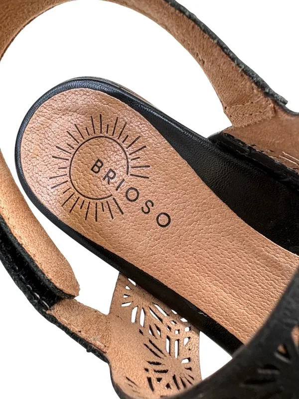 EUC BRIOSO Leather Paloma Slingback Heeled Sandals Black Size 7.5 - Image 5