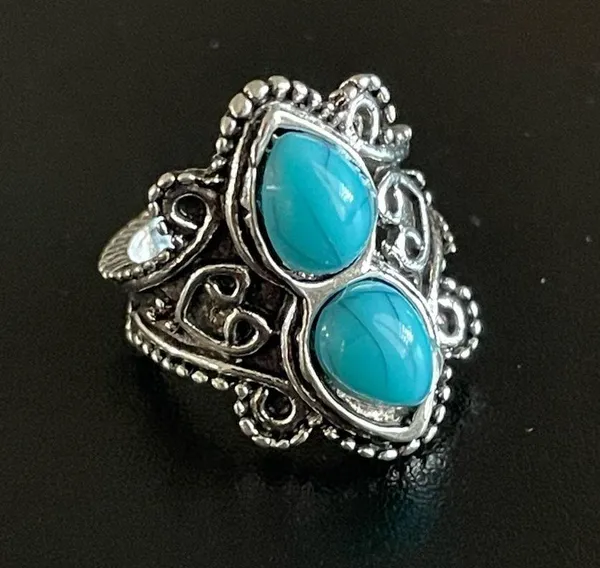 Turquoise stone silver ring size 5 - Image 6