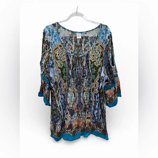 BILA Multicolor Women's Tunic Top Blue Size L - Image 7