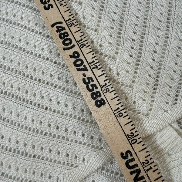 Requirements‎ vtg y2k Ivory Knit Button-Up Cardigan short sleeve womens small - Image 12
